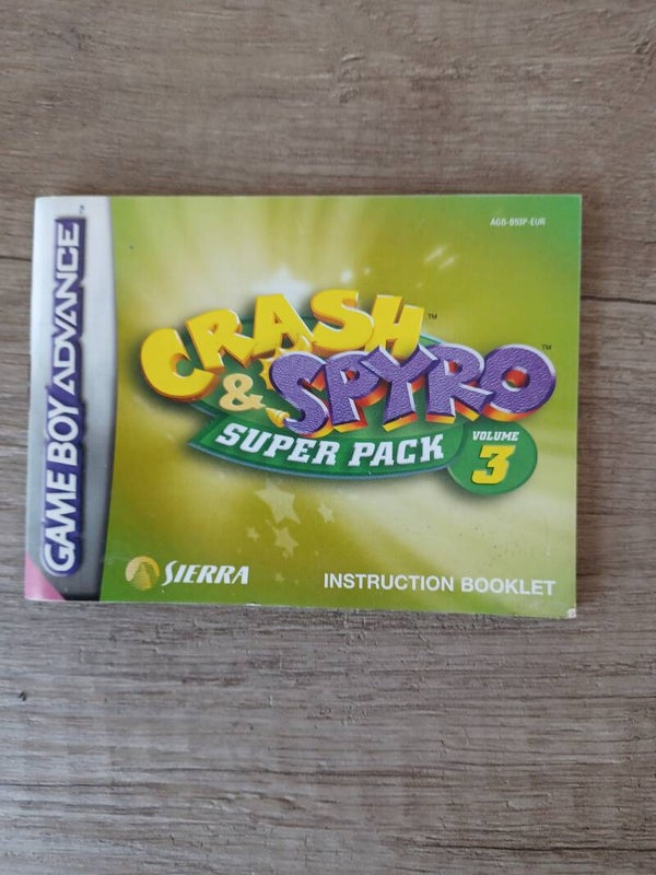 notice du jeu  gameboy advance , crash & spyro super pack 3 , occasion
