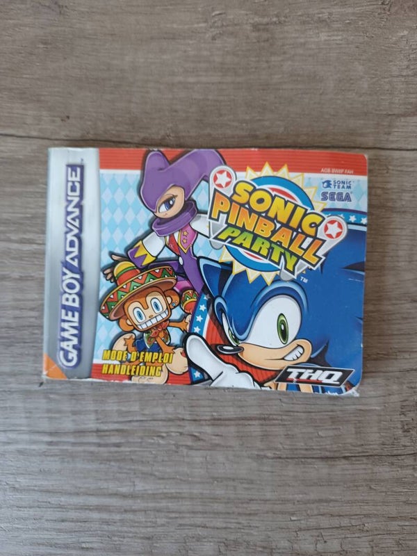 notice du jeu  gameboy advance , sonic pinball party , occasion
