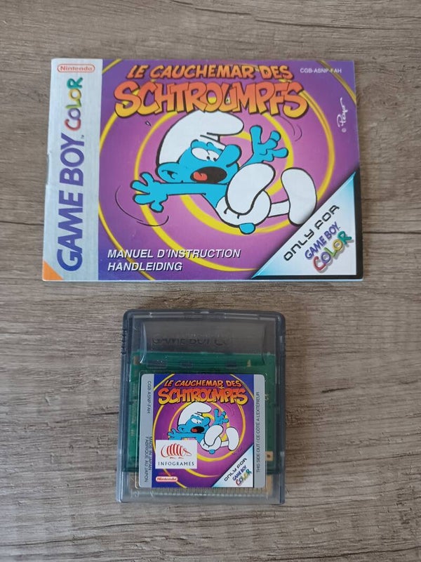 jeu et notice gameboy color , le cauchemar des schtroumpfs , occasion