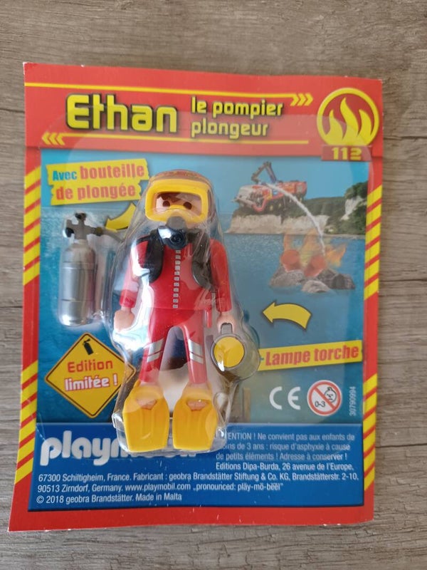 playmobil ethan le pompier plongeur , neuf