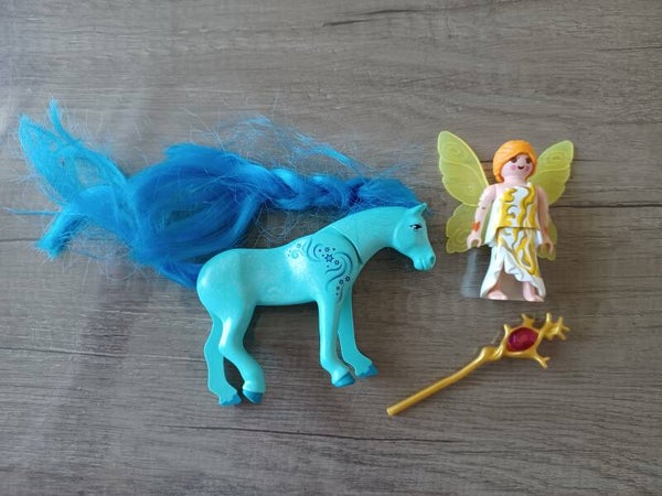 playmobil , fée et cheval bleu , occasion