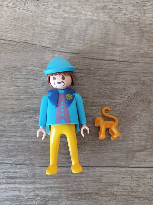 playmobil , clown bleu et petit singe , occasion