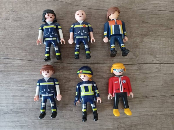 playmobil , lot de 6 pompiers , occasion
