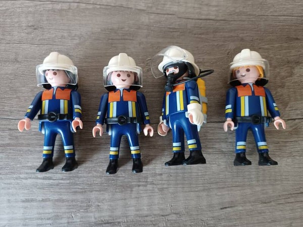playmobil , lot de 4 pompiers , occasion