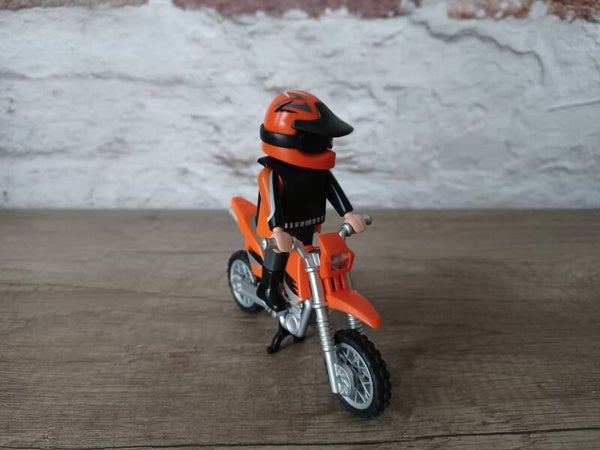 playmobil, moto orange , occasion
