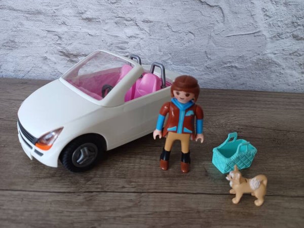 playmobil voiture cabriolet blanc et dame , occasion