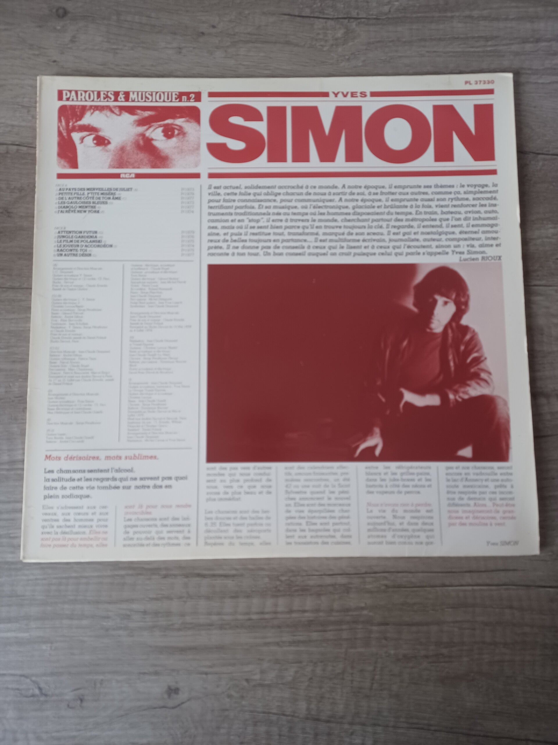 disque vinyl 33 tours yves simon , paroles & musique n.2 , occasion