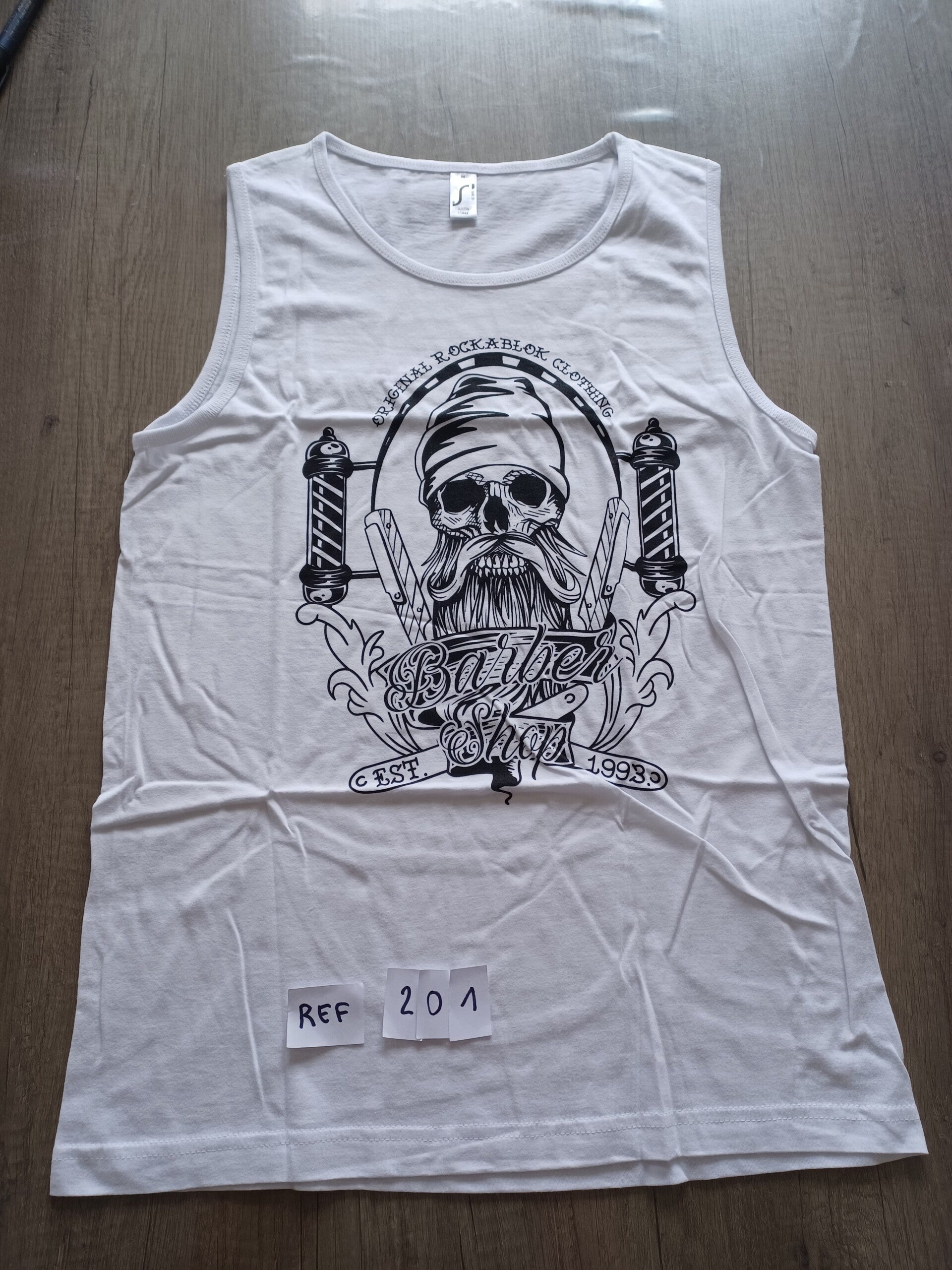 debardeur barber shop blanc , S , M ou L , neuf