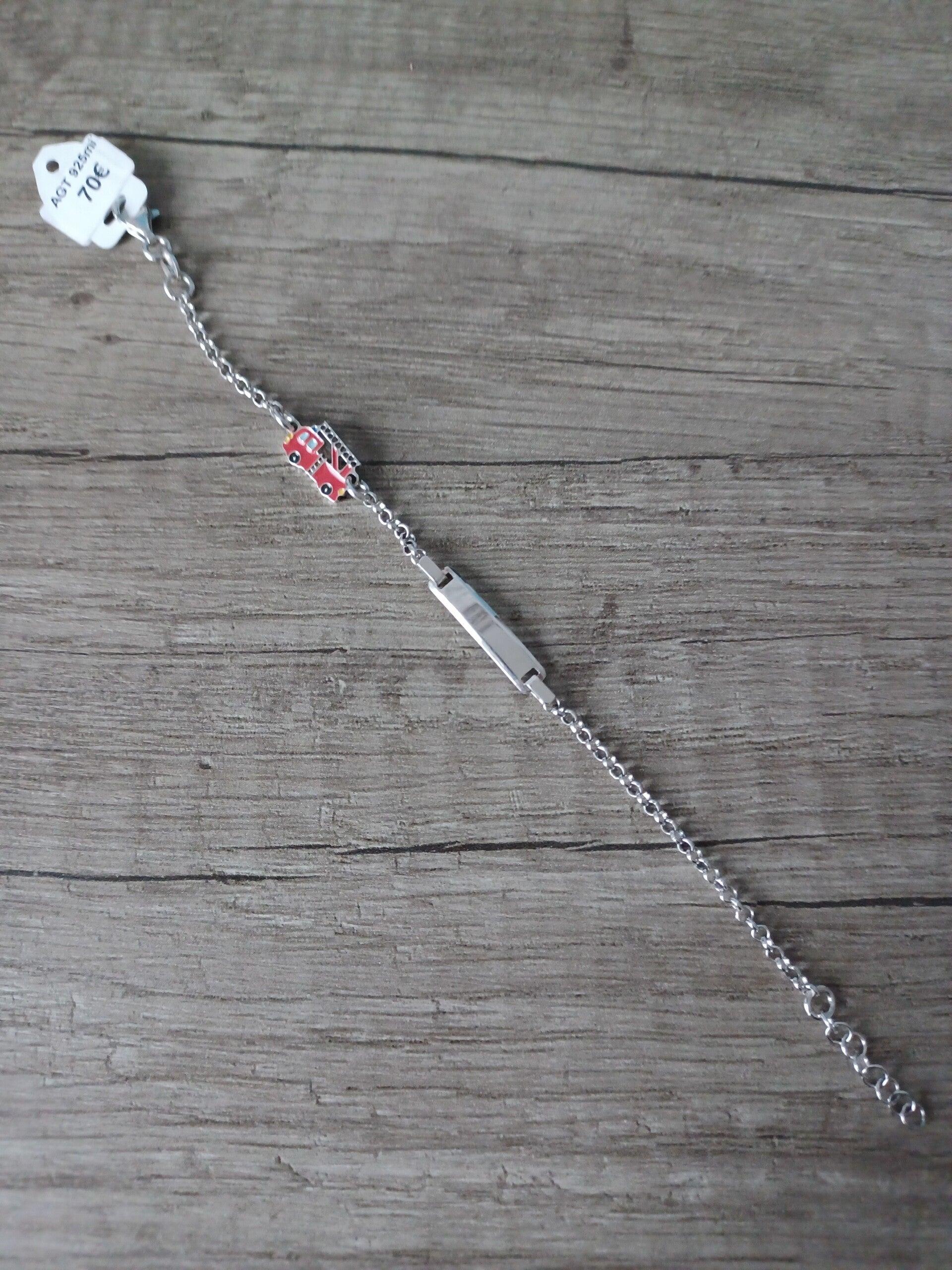 bracelet enfant camion de pompiers , argent 925 , neuf