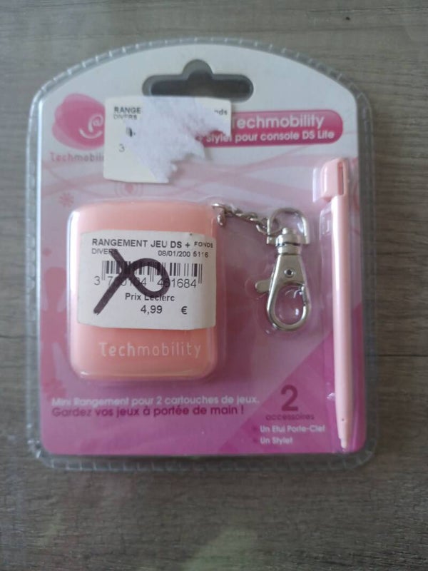 stylet + boite a jeux porte clés , ds , rose , neuf