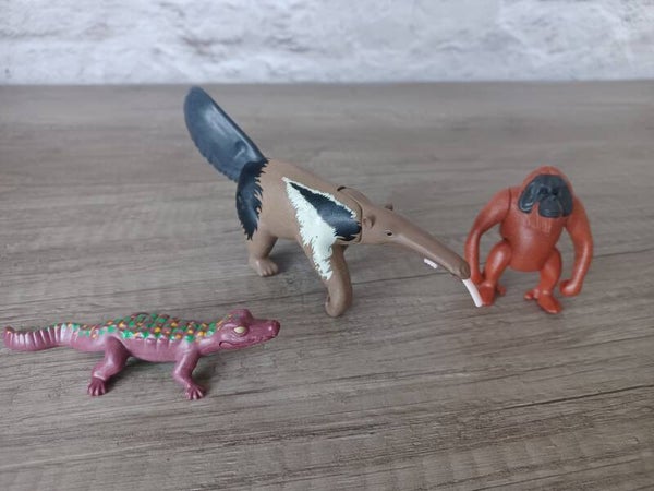 playmobil 3 animaux , caiman fourmilier et orang outan , occasion