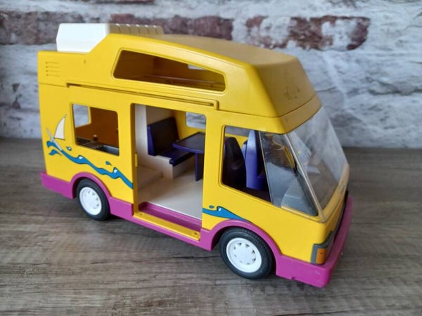 playmobil , camping car jaune pour pieces ,occasion