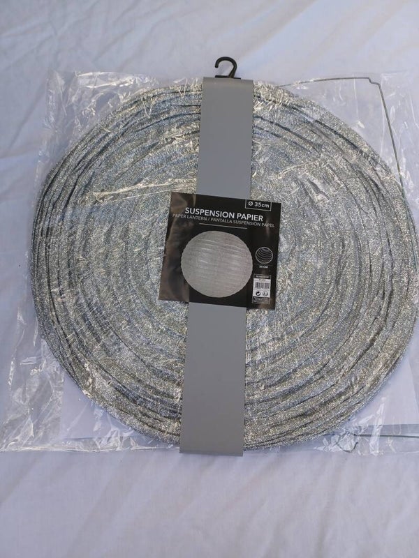 suspension papier boule paillette argent  35 cm , neuf