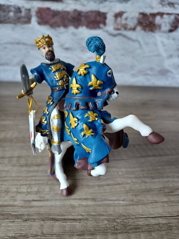 figurine papo , chevalier bleu a cheval , neuf