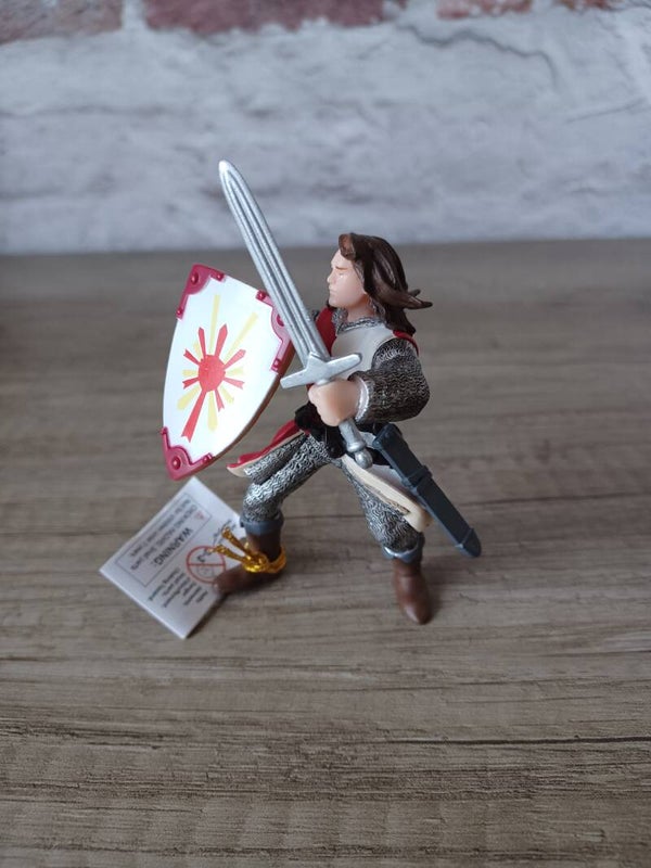 figurine papo , chevalier rouge et blanc , neuf