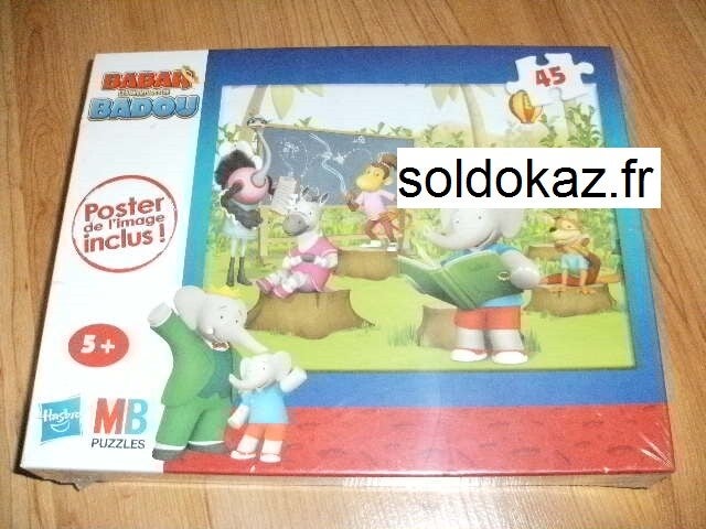 puzzle mb babar badou , 45 pieces, neuf