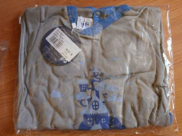 pyjama bebe , petit bateau , gris , 12 mois , neuf
