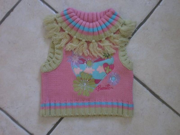 pull sans manches , barbie , 2 ans , neuf