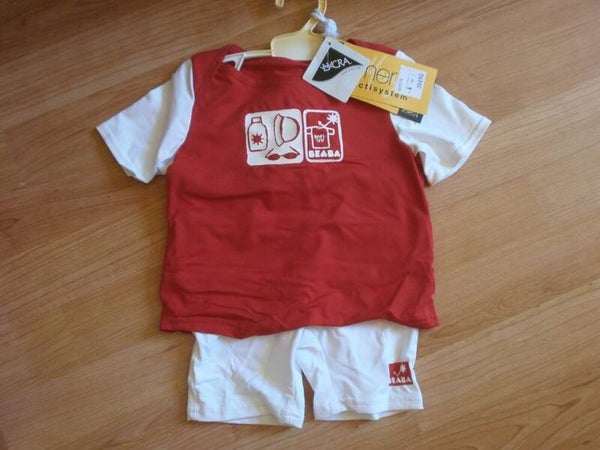 short et t-shirt beaba , lycra , rouge, taille unique, neuf
