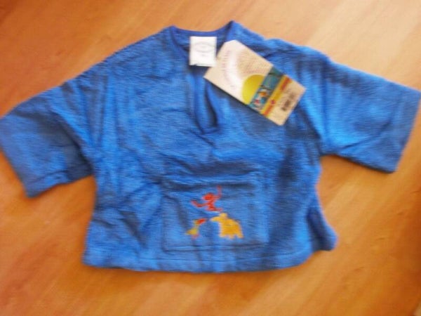 tunique de plage , bebe d'abord , en eponge bleu , 18 mois ou 2 ans , neuf