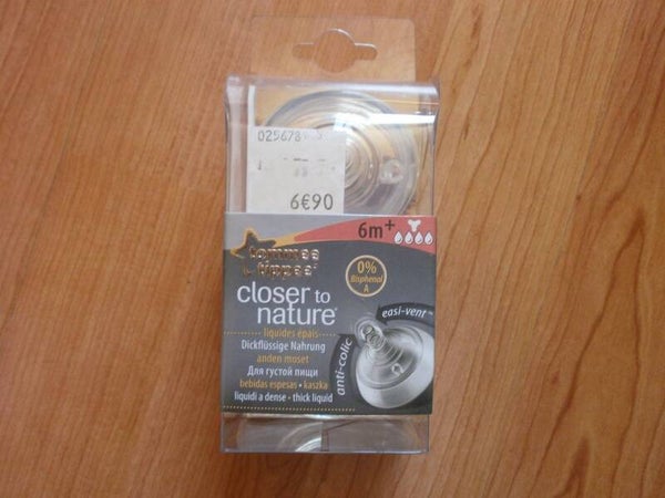 2 tetines pour biberon tommee tippee closer to nature, 6m+ liquides epais , neuf