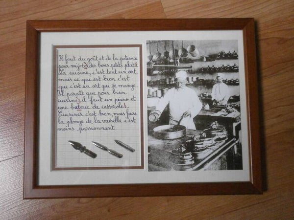 cadre dictée , cuisinier 26 x 20 cm