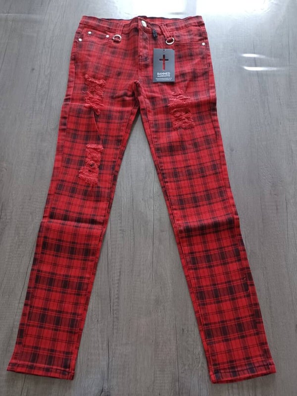 pantalon banned alternative , redcheck , taille S , neuf