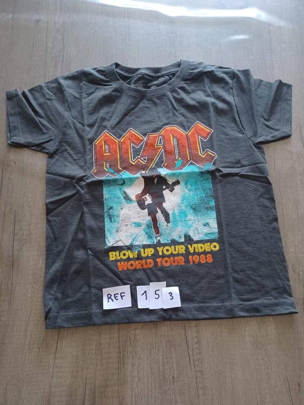 t-shirt enfant , acdc world tour 1988 ,  3/4 , 5/6 , 9/11 , 14/15 ans   , neuf