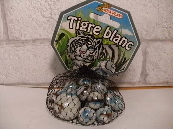 sachet de 20 billes tigre blanc