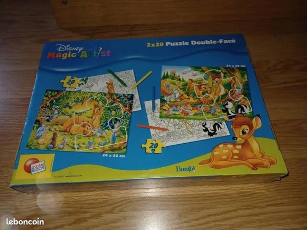 2 puzzles a colorier bambi , 2 x 20 pieces , neuf