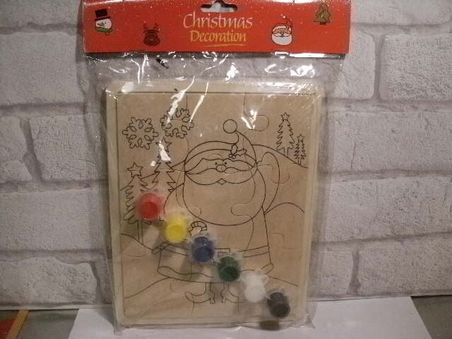 puzzle en bois a peindre noel , neuf