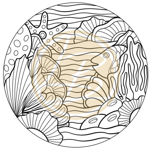 Fish & Starfish in Coral colouring page