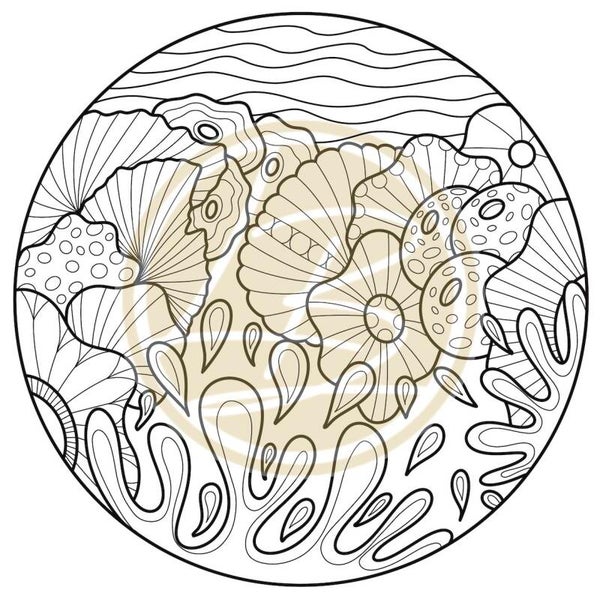 Splasching Coral Circle  colouring page