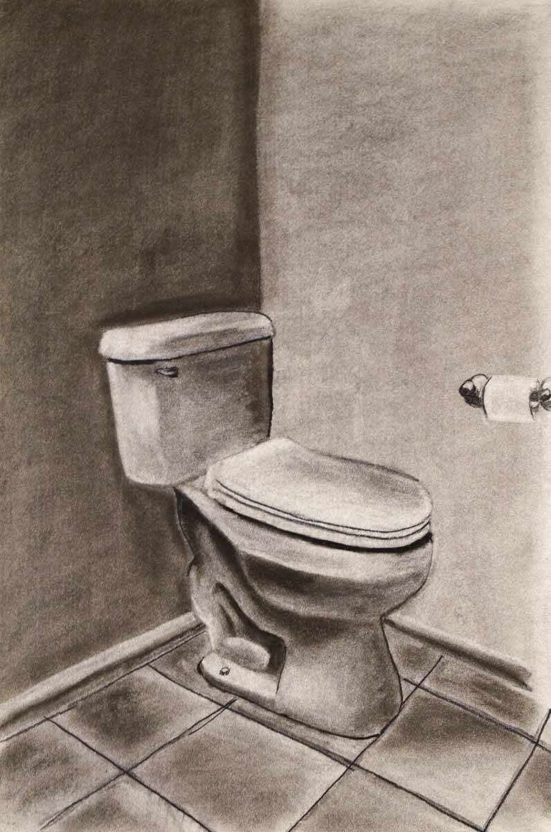 Toilet Sketch | Vine charcoal on paper. 12x18&quot;. 2015. 