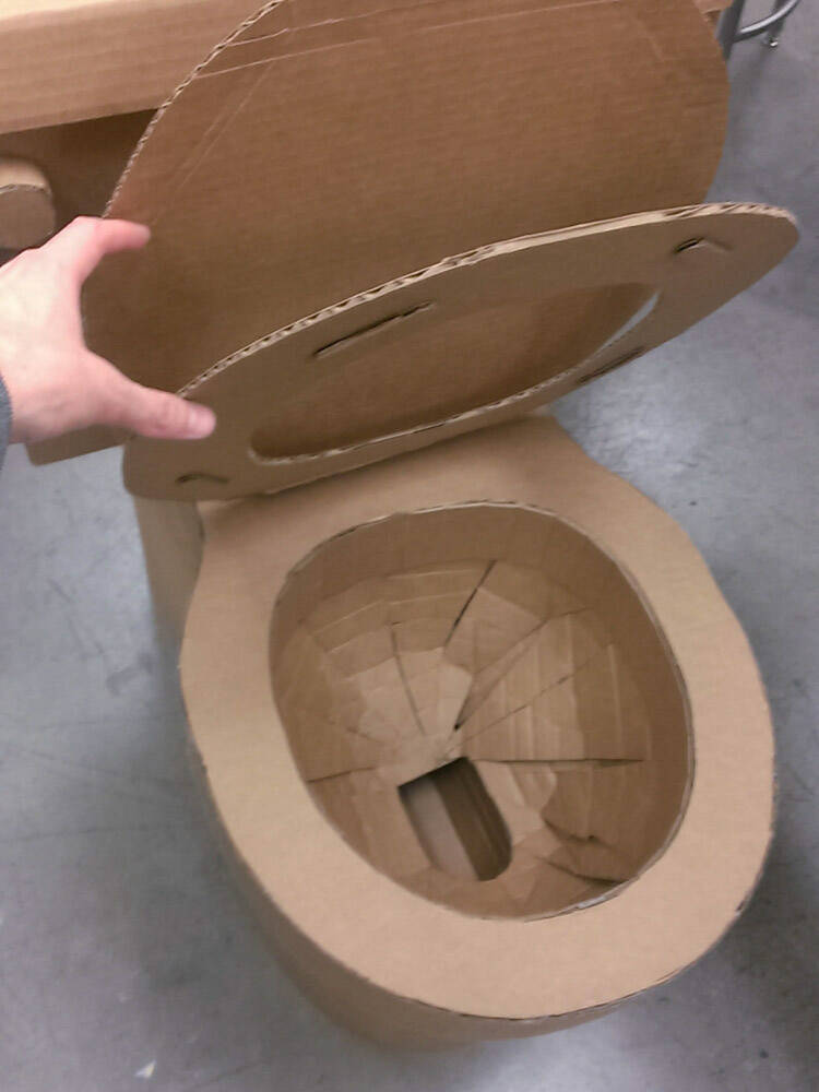 Cardboard Toilet | Cardboard cut using x-acto knife, glued with hot glue. 2014. 