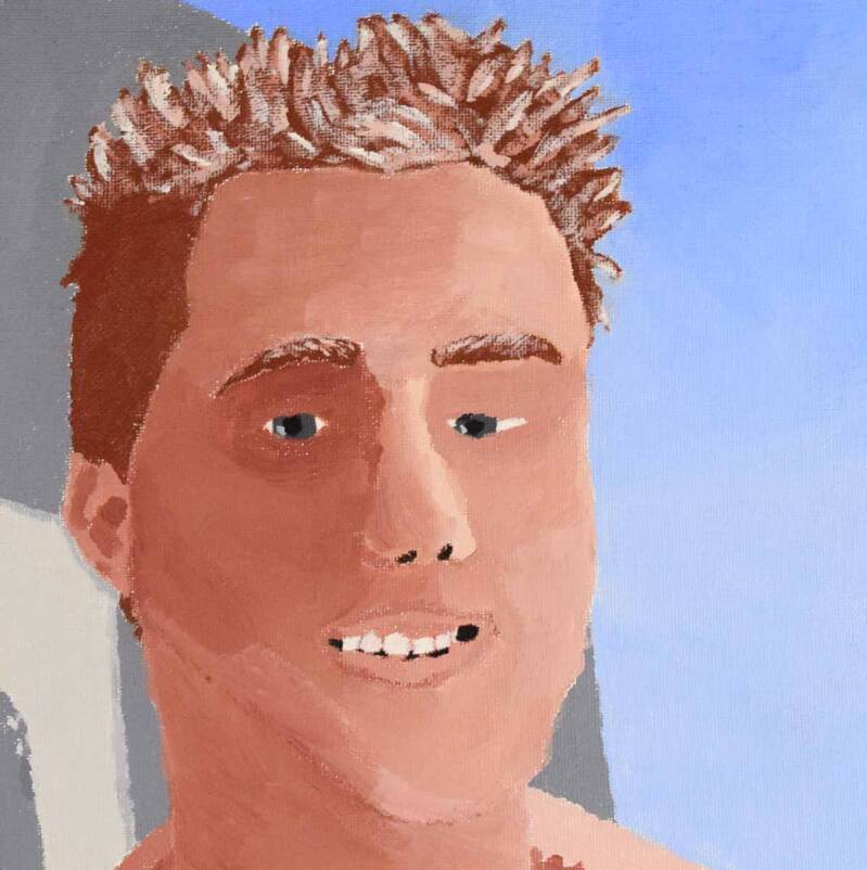 Self Portrait | Acrylic paint on canvas panel. 8x8&quot;. 2006. 