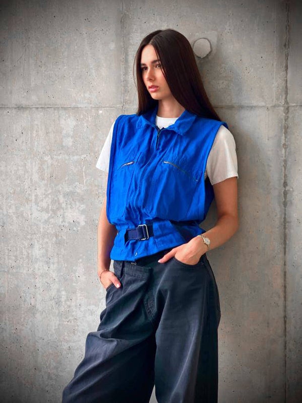 Veste sans manche bleu de travail