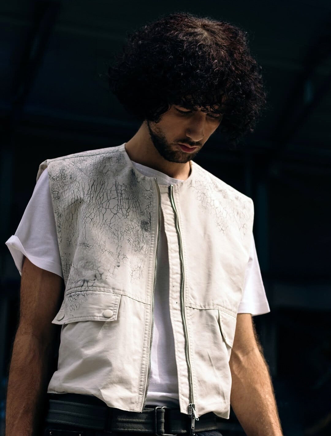 Veste beige effet craquelé