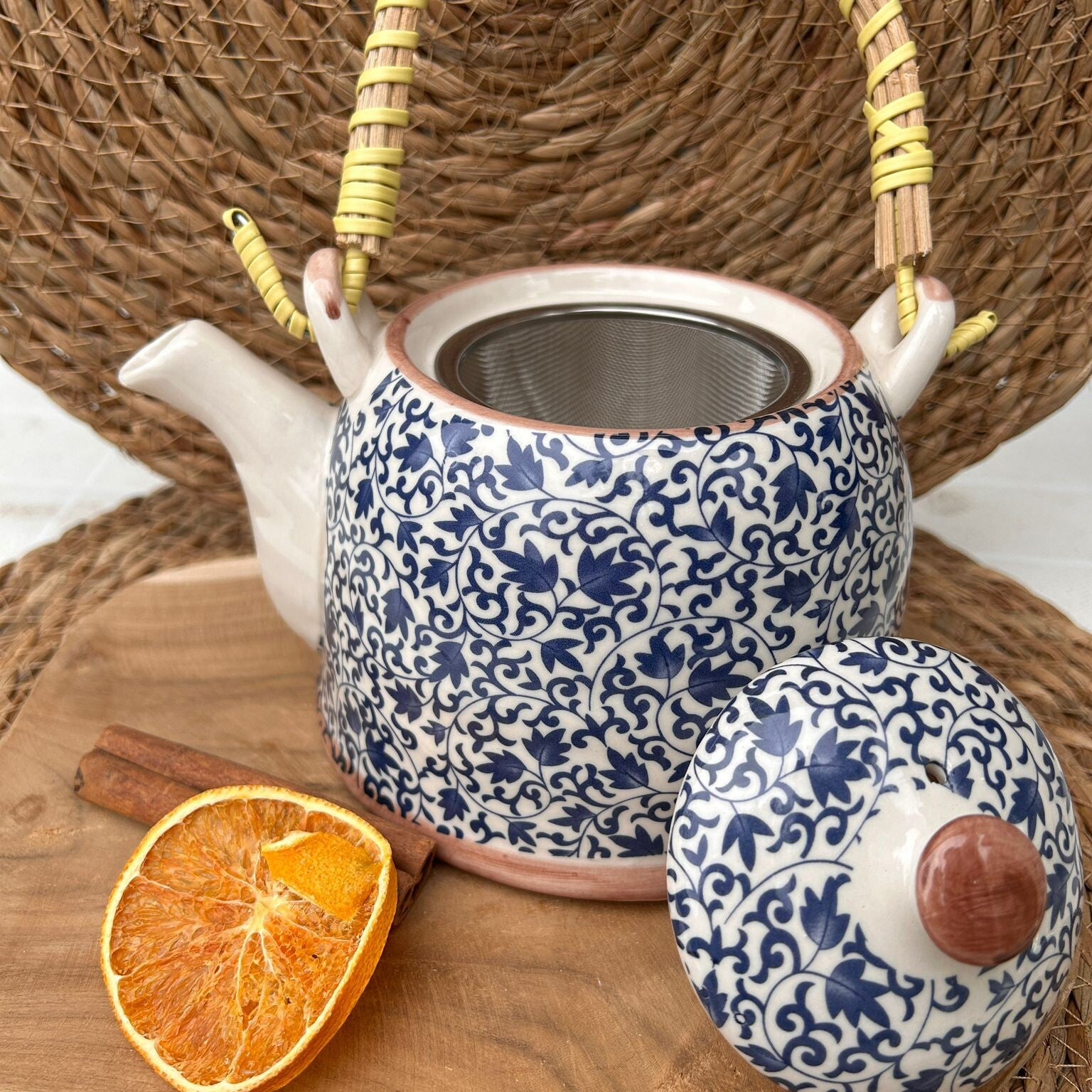 Thee servies blauw patroon