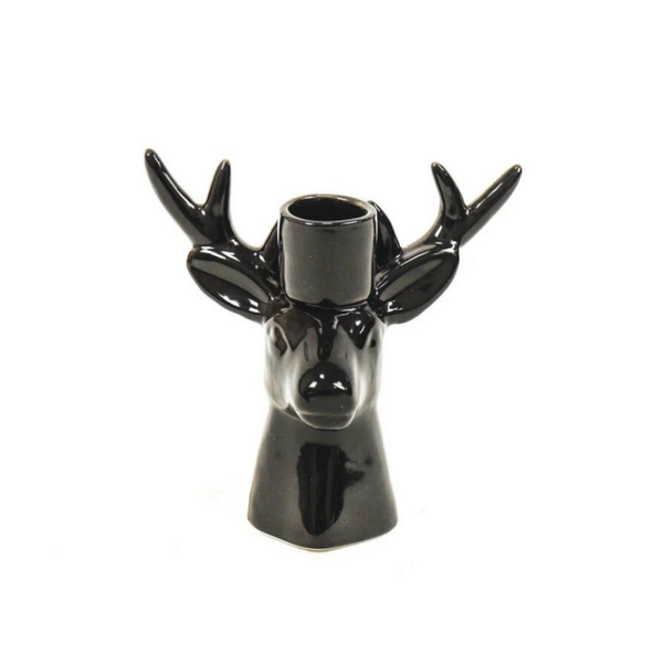 Rendier kaarsenhouder zwart