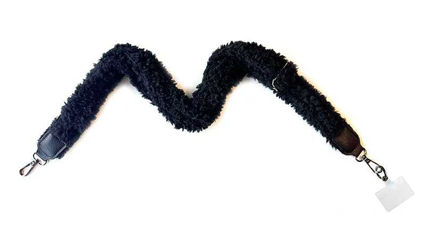 Zwarte teddy schouderband/telefoonkoord