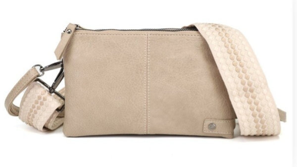 Taupe castel schoudertasje/crossbody