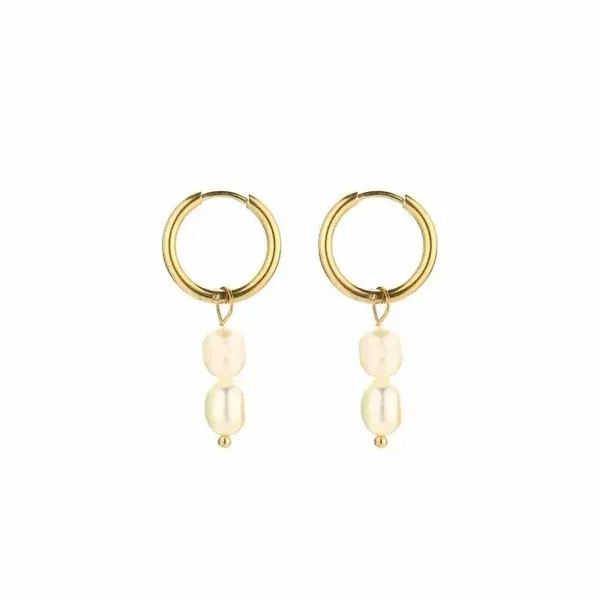 Oorbellen goud met parelhanger