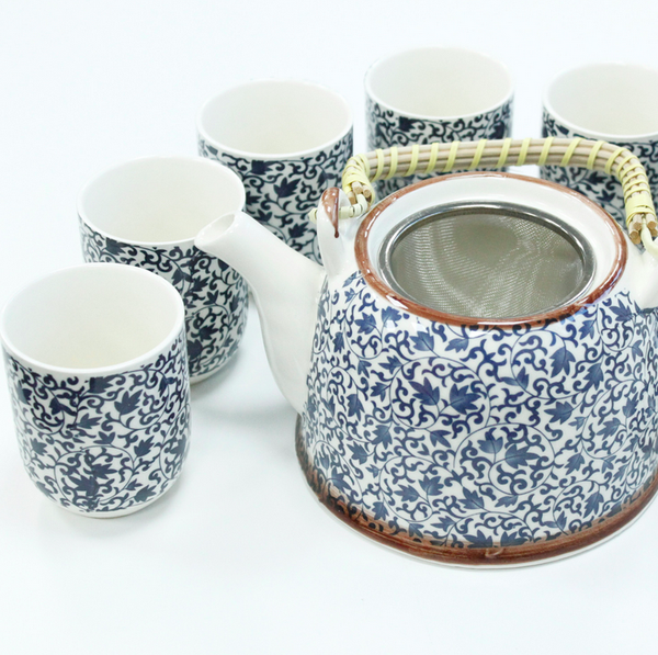 Thee servies blauw patroon