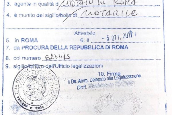Legalizzazioni/Apostille