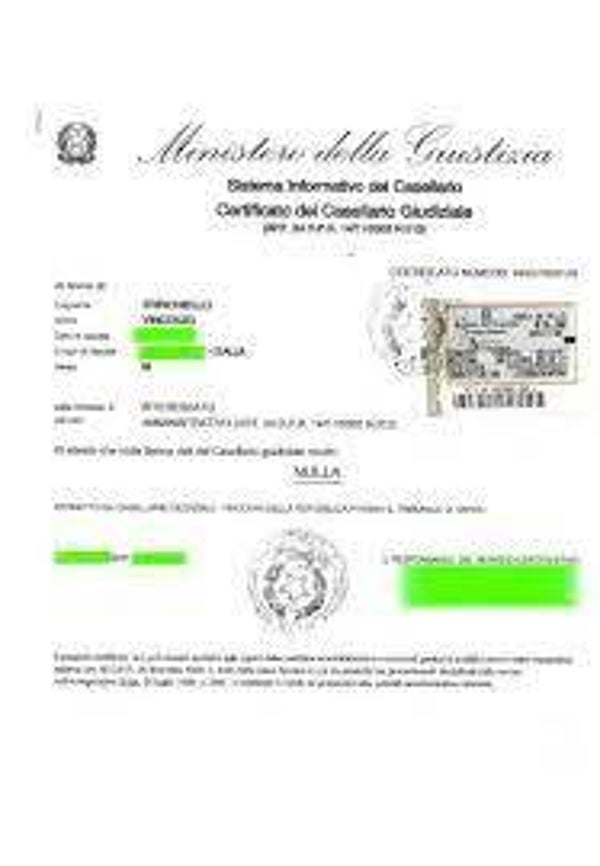 Certificato del Casellario Giudiziale