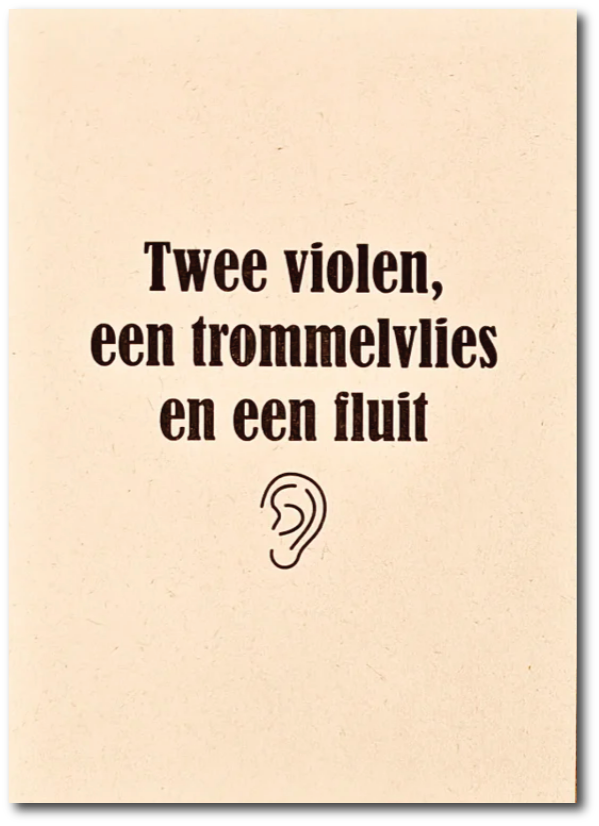 Twee violen, een trommelvlies en een fluit