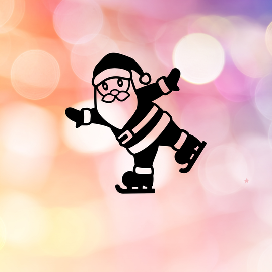 Raamsticker - schaatsende kerstman