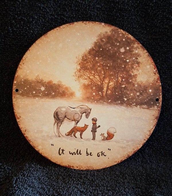 houten bordje rond , it will be oke