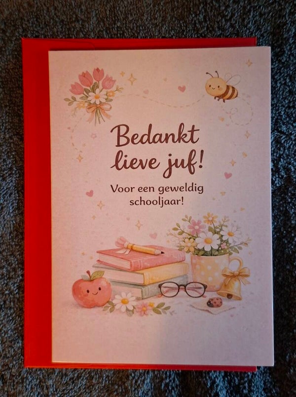 kaart vol liefde, bedankt lieve juf